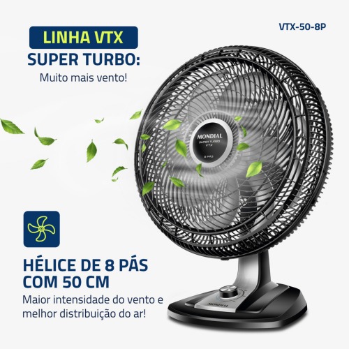 Ventilador de mesa 50 cm 8 p�s 3 velocidades Turbo  110V