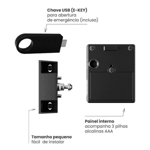 Fechadura eletrnica invisvel para moveis gavetas e armrios - PPZ-1002