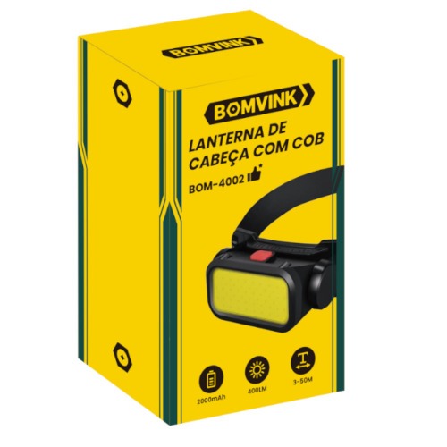Lanterna de cabe�a reccarreg�vel COB 400 l�mens - BOM-4002