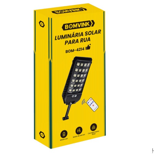 Lumin�ria solar led com sensor de movimento 6600mAh  - BOM-4214
