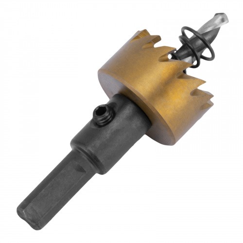 Serra copo para metal 25 mm revestimento em Nitreto de Titânio com suporte Serra copo para metal 25 mm revestimento em Nitreto de Titânio com suporte