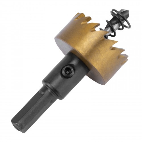 Serra copo para metal 28 mm revestimento em Nitreto de Titânio com suporte Serra copo para metal 28 mm revestimento em Nitreto de Titânio com suporte