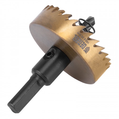 Serra copo para metal 50 mm revestimento em Nitreto de Titânio com suporte Serra copo para metal 50 mm revestimento em Nitreto de Titânio com suporte