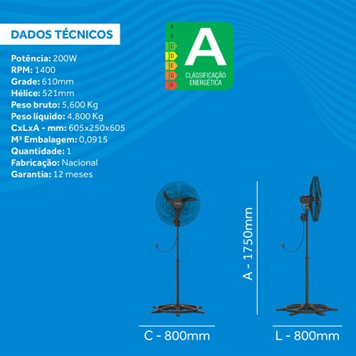 Ventilador de coluna 60 cm oscilante bivolt - 536 110V/220V Ventilador de coluna 60 cm oscilante bivolt - 536 110V/220V