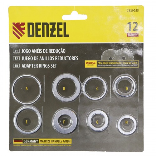 Jogo de anéis de redução para discos diamantados e discos de serras 12 peças Jogo de anéis de redução para discos diamantados e discos de serras 12 peças