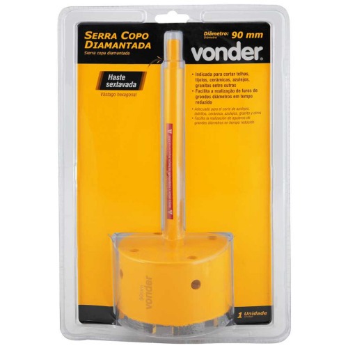 Serra copo diamantada 90 mm com haste de 3/8