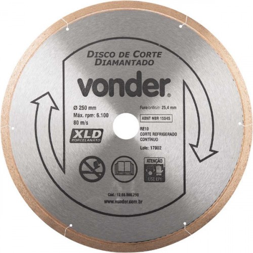 Disco diamantado liso 250 mm para porcelanato Disco diamantado liso 250 mm para porcelanato