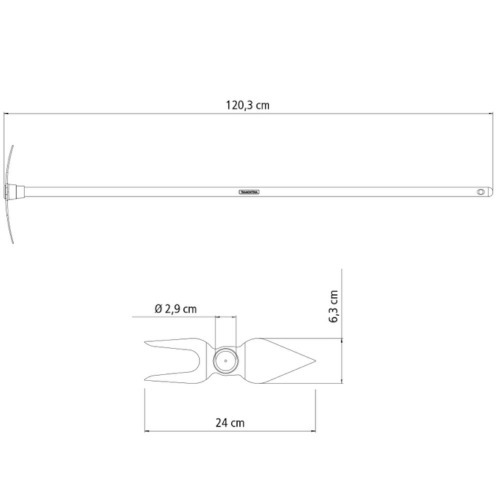 Sacho duas pontas com cabo de madeira 110 cm - 77804501 Sacho duas pontas com cabo de madeira 110 cm - 77804501