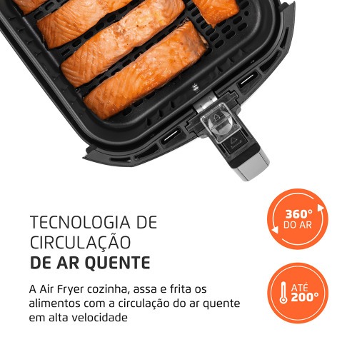 Fritadeira elétrica sem óleo Air Fryer 5L 1900W Grand Family Inox - AFN-50-BI 220V Fritadeira elétrica sem óleo Air Fryer 5L 1900W Grand Family Inox - AFN-50-BI 220V