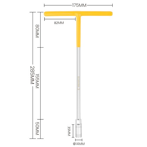 Chave canhão 10 mm cabo tipo T - BOM-1264 Chave canhão 10 mm cabo tipo T - BOM-1264