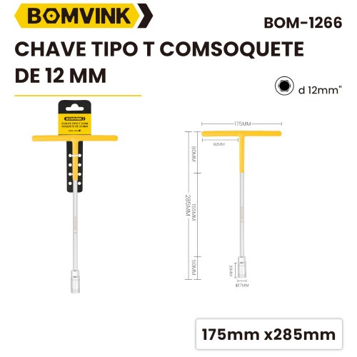 Chave canho cabo tipo T 12 mm - BOM-1266