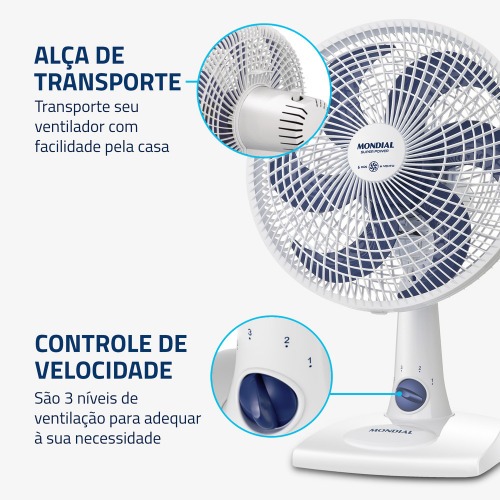 Ventilador de mesa 30 cm 6 ps 3 velocidades Super Power- VSP-30-W  110V