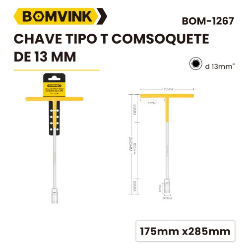 Chave canh�o 13 mm cabo tipo T - BOM-1267	