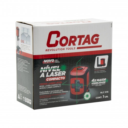 N�vel a laser verde 2 linhas alcance de 15 m com suporte magn�tico - NLC 816