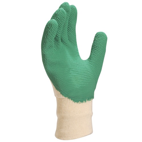 Luva de algodão revestida em látex corrugado verde G - LA50009 Luva de algodão revestida em látex corrugado verde G - LA50009