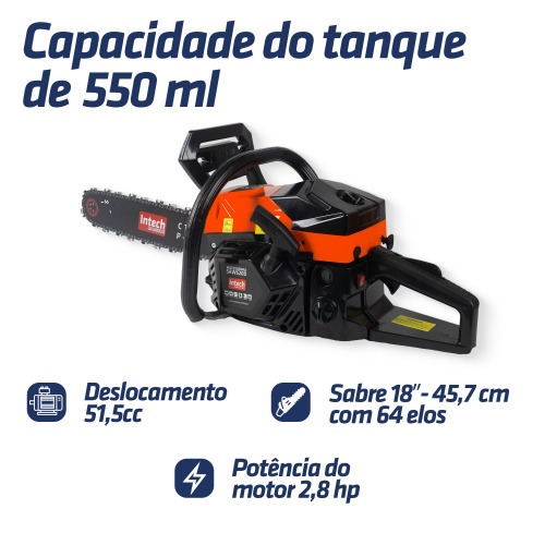 Motosserra a gasolina 51,5 cc com sabre de 18 Motosserra a gasolina 51,5 cc com sabre de 18