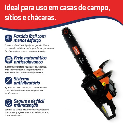 Motosserra a gasolina 51,5 cc com sabre de 18 Motosserra a gasolina 51,5 cc com sabre de 18