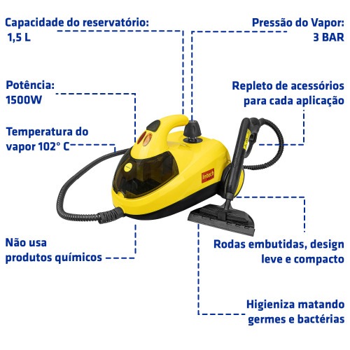Limpadora a vapor Higienizador 1500W com acess�rios - Vapor Clean  110V