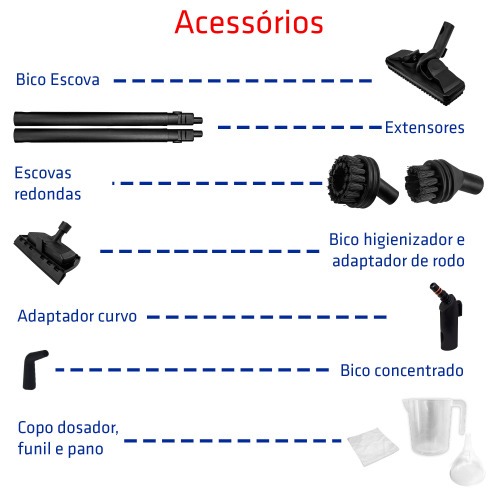 Limpadora a vapor Higienizador 1500W com acess�rios - Vapor Clean  110V