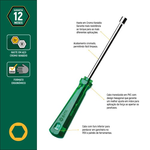 Chave canho 12 mm ao cromo vandio - ST61453