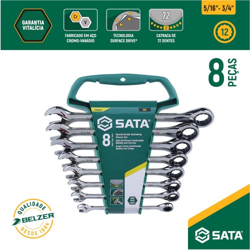 Jogo de chave combinada com catraca 5/16