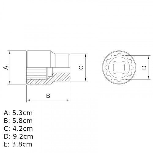 Soquete estriado 38 mm encaixe 3/4 Soquete estriado 38 mm encaixe 3/4