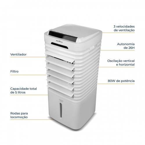 Climatizador de ar portátil 4 em 1 autonomia de 26h com controle remoto - BCL05A 220V Climatizador de ar portátil 4 em 1 autonomia de 26h com controle remoto - BCL05A 220V