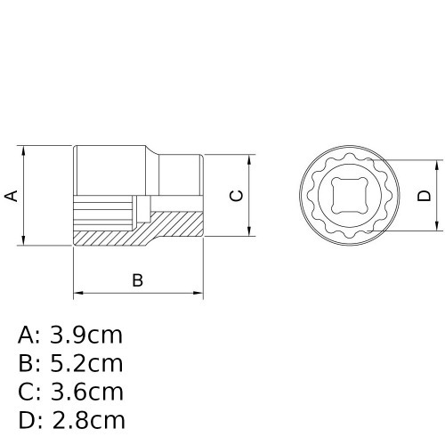 Soquete estriado 28 mm encaixe 3/4