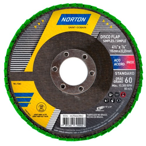 Disco de lixa flap disc cncavo 4.1/2" fibra - Standard