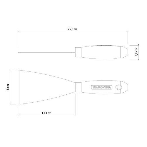 Espátula rígida 8 cm em aço com cabo de madeira Espátula rígida 8 cm em aço com cabo de madeira