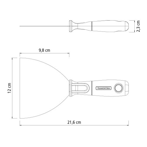 Esptula flexvel metlica 12 cm com cabo plstico