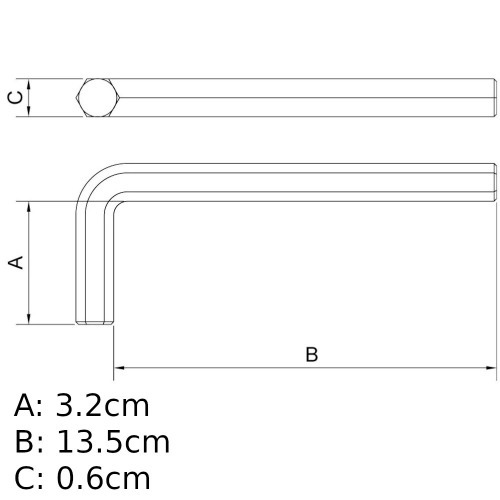 Chave allen longa 6 mm aço cromo vanádio - 44421006 Chave allen longa 6 mm aço cromo vanádio - 44421006