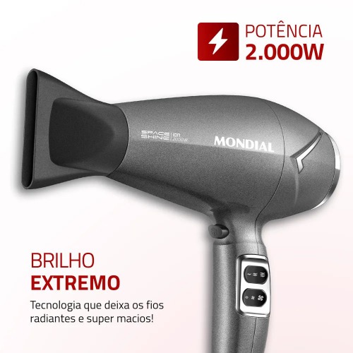 Secador de cabelo 2000 watts Tourmaline SPACE SHINE Grafite - SC-20  220V
