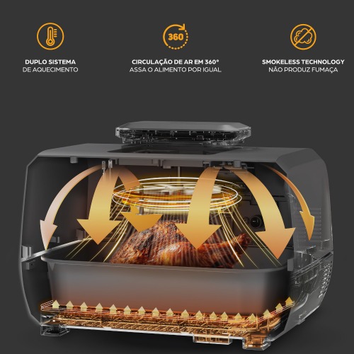 Fritadeira el�trica sem �leo air fryer digital 10L 1800w com visor clear - BARBECUE  110V