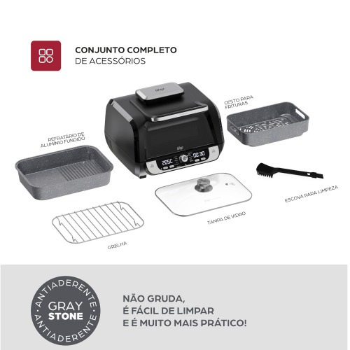 Fritadeira el�trica sem �leo air fryer digital 10L 1800w com visor clear - BARBECUE  110V