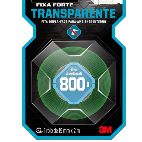 Fita dupla face 19 mm x 2 metros transparente Fita dupla face 19 mm x 2 metros transparente