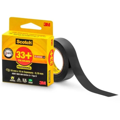 Fita isolante antichama 19 mm x 10 m preta - SCOTCH 33 Fita isolante antichama 19 mm x 10 m preta - SCOTCH 33