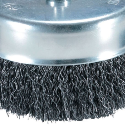 Escova de ao tipo copo arame ondulado 3.1/8