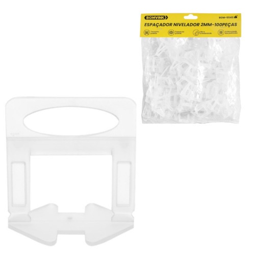 Espaçador e nivelador para piso 2,0 mm com 100 peças - BOM-5545 Espaçador e nivelador para piso 2,0 mm com 100 peças - BOM-5545