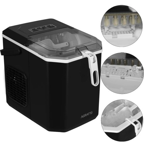 Maquina de gelo 12 Kg com sensor de cesta cheia preta - MG-01  110V