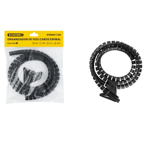 Organizador de Cabos 1,5 m 16 mm preto - BOM-5539 Organizador de Cabos 1,5 m 16 mm preto - BOM-5539