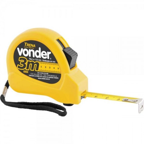 Trena com fita de a�o 12,5 mm x 3 m com trava