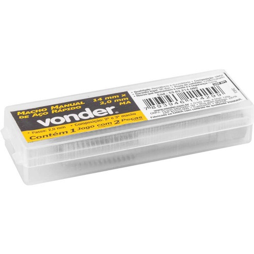 Jogo macho manual a�o r�pido 14 x 2,00 mm MA 2 pe�as