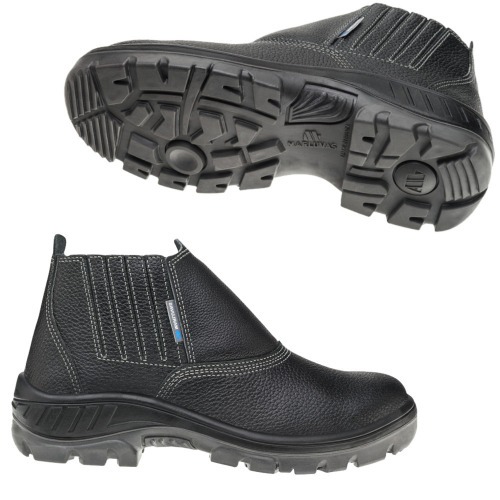 Botina bidensidade em couro relax com el�stico preta - 95B19BP