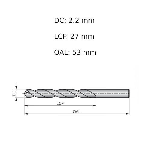 Broca de ao rpido para metal 2,2 mm DIN 338 - A1142.2B