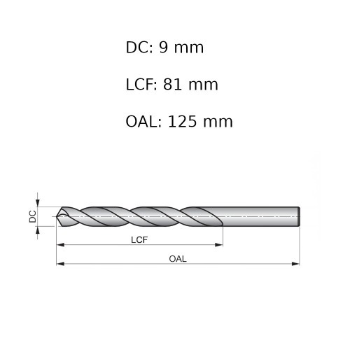 Broca de ao rpido para metal 9,0 mm DIN 338 - A1149.0B