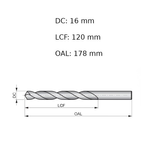 Broca de a�o r�pido para metal 16 mm DIN 338 - A11416.0B