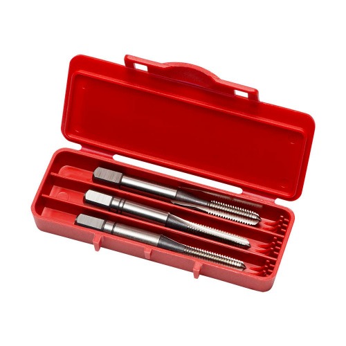 Jogo de macho manual aço rápido M5 x 0,8 mm DIN352 com 3 peças - E100M5NO8 Jogo de macho manual aço rápido M5 x 0,8 mm DIN352 com 3 peças - E100M5NO8