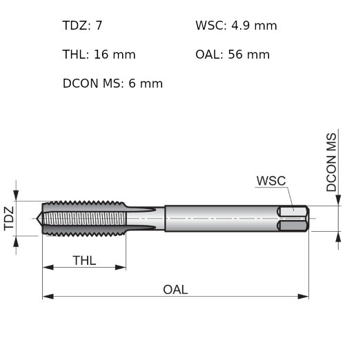 Jogo de macho manual a�o r�pido M7 x 1 mm DIN352 com 3 pe�as - E100M7NO8