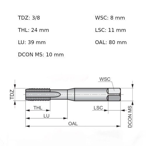 Jogo de macho manual em ao rpido 3/8